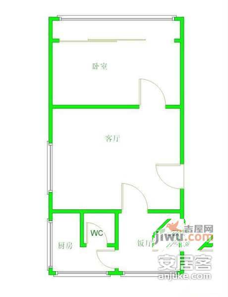 阳光北里1室1厅1卫62㎡户型图