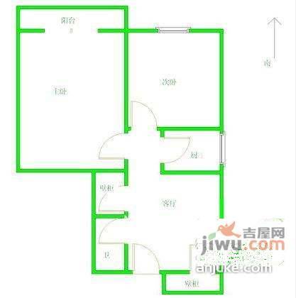 清河文苑2室2厅1卫66㎡户型图