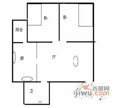 润生园2室1厅1卫户型图