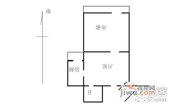 常秀家园1室1厅1卫58㎡户型图