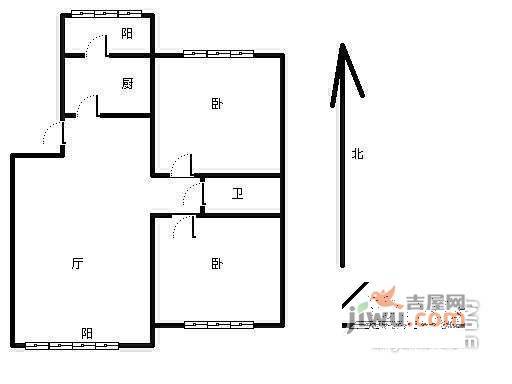 常秀家园2室1厅1卫83㎡户型图