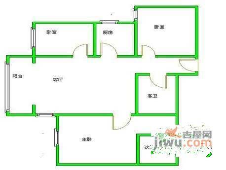 旗胜家园3室1厅1卫户型图