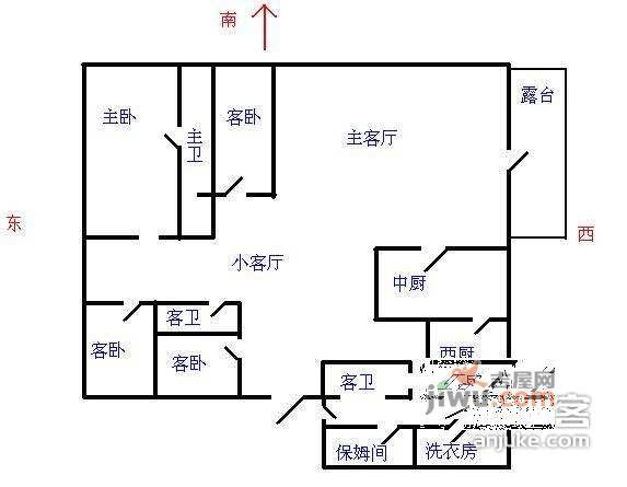 万城华府龙园4室2厅3卫户型图