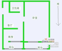 北洼小区1室1厅1卫48㎡户型图
