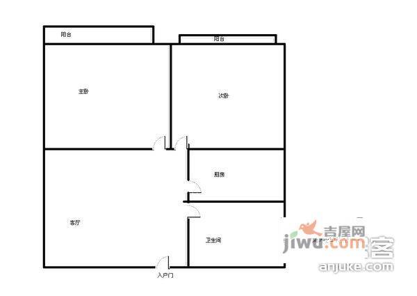 美丽星苑2室1厅1卫85㎡户型图