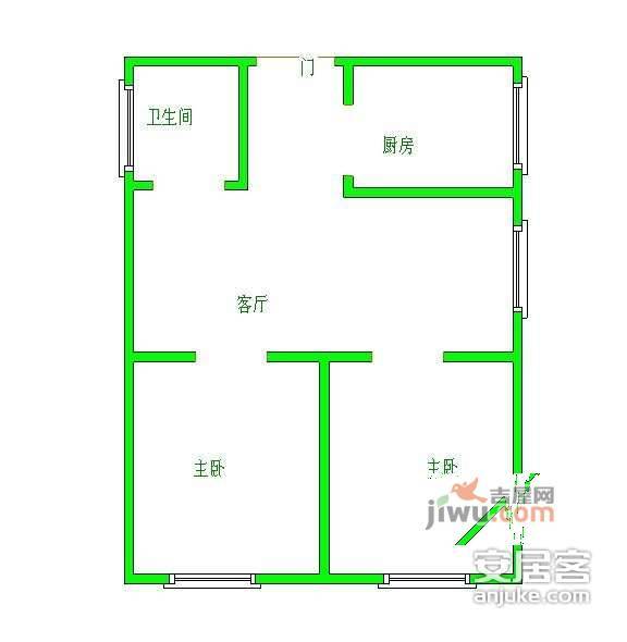 美丽星苑2室1厅1卫85㎡户型图