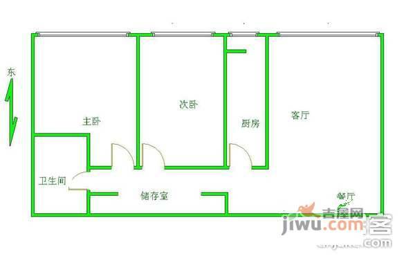 北京印象2室1厅1卫110㎡户型图