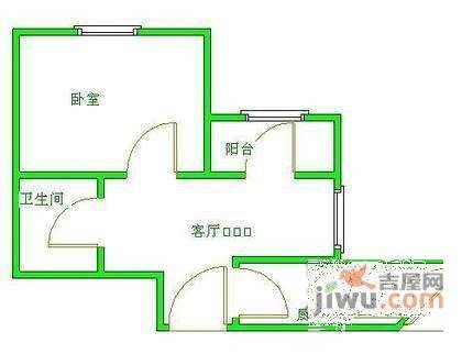 西八里庄61号院1室1厅1卫52㎡户型图