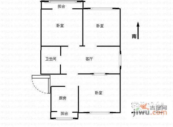 西八里庄61号院3室1厅1卫户型图