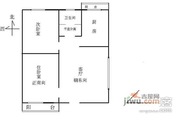 牡丹园北里小区2室1厅1卫79㎡户型图