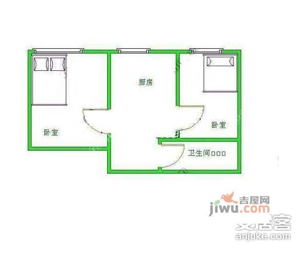 牡丹园北里小区1室1厅1卫68㎡户型图