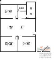 北京大学燕北园3室1厅1卫85㎡户型图