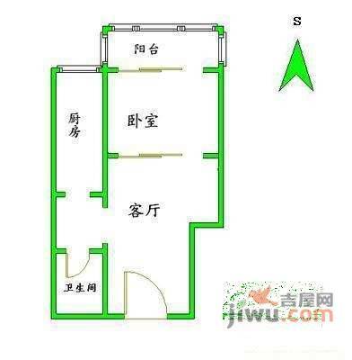 圆明园西路3号院1室1厅1卫51㎡户型图