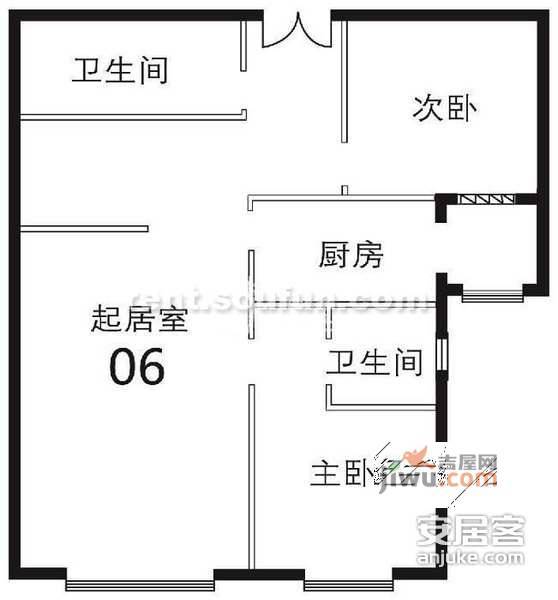 景王坟小区2室1厅1卫61㎡户型图