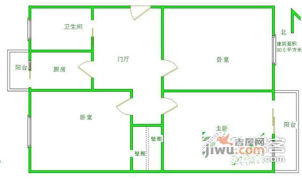 百万庄中里3室1厅1卫101㎡户型图