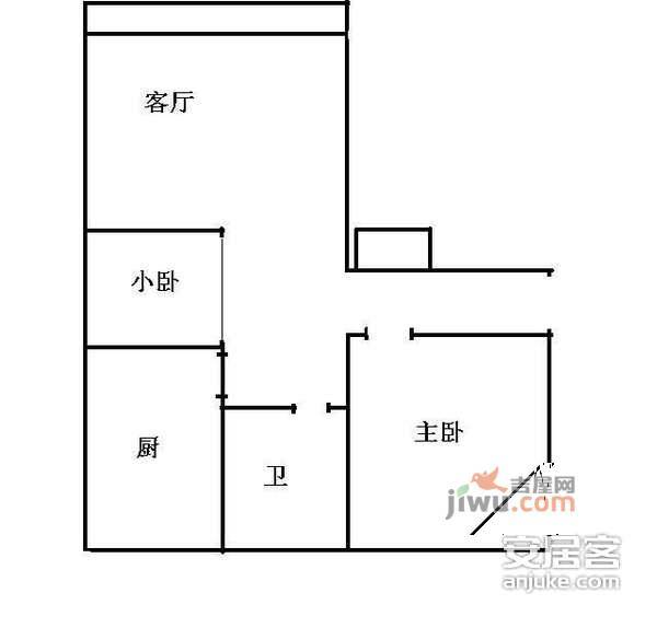 香山一棵松甲52号院2室1厅1卫60㎡户型图