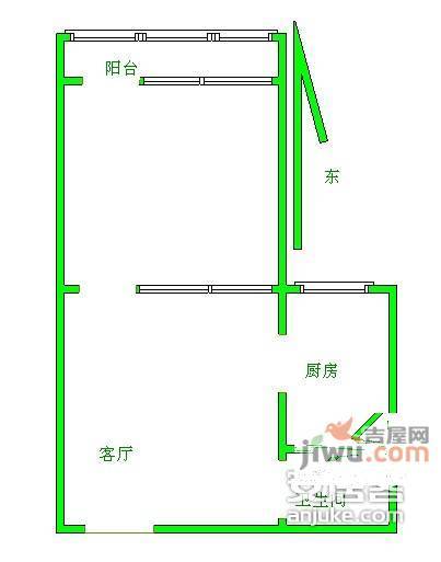 无线电小区1室1厅1卫42㎡户型图