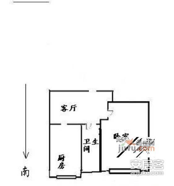 无线电小区1室1厅1卫42㎡户型图