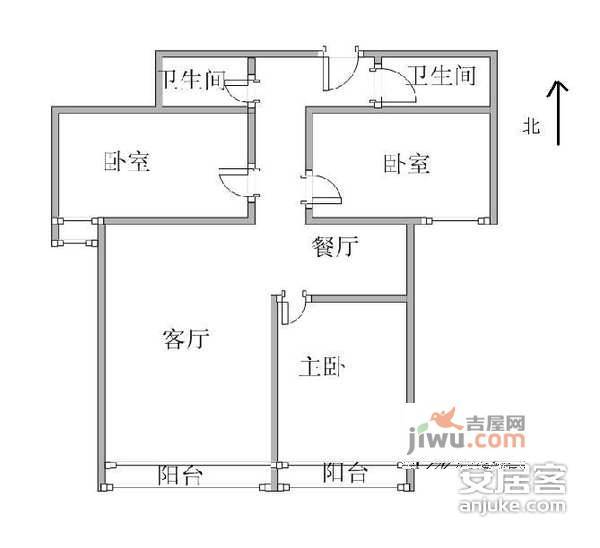 汉荣家园3室1厅1卫110㎡户型图