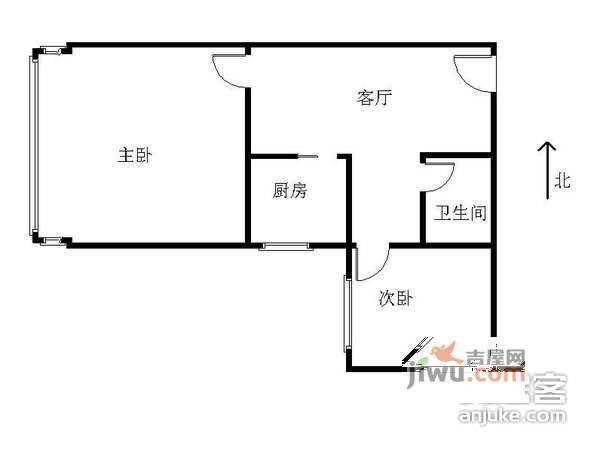 汉荣家园2室2厅1卫85㎡户型图