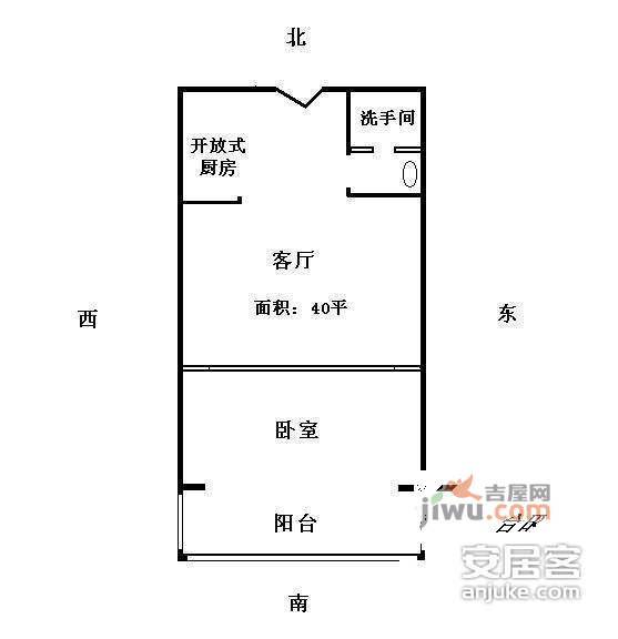 荣上居1室1厅1卫70㎡户型图