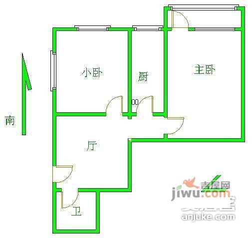 太极小区2室1厅1卫66㎡户型图