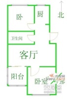 又一村2室1厅1卫75㎡户型图