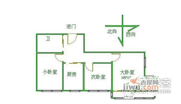 蓟门里东区3室1厅1卫95㎡户型图