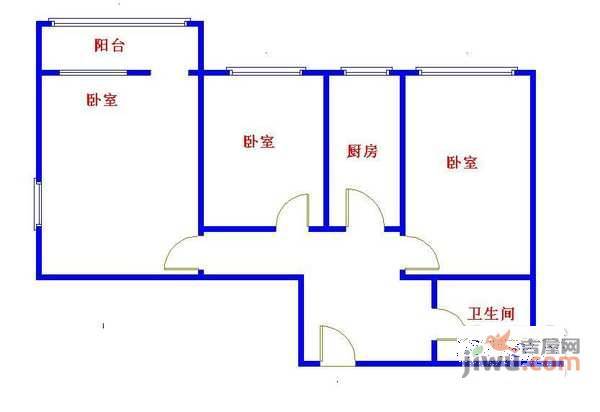 蓟门里东区3室1厅1卫95㎡户型图