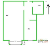 明光北里1室1厅1卫50㎡户型图