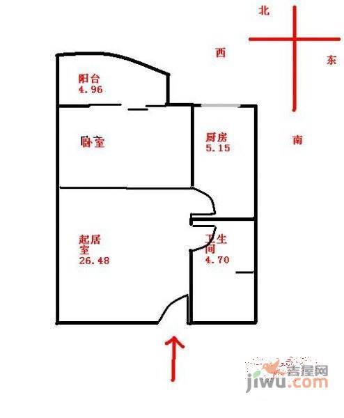 文成杰座1室1厅1卫68㎡户型图