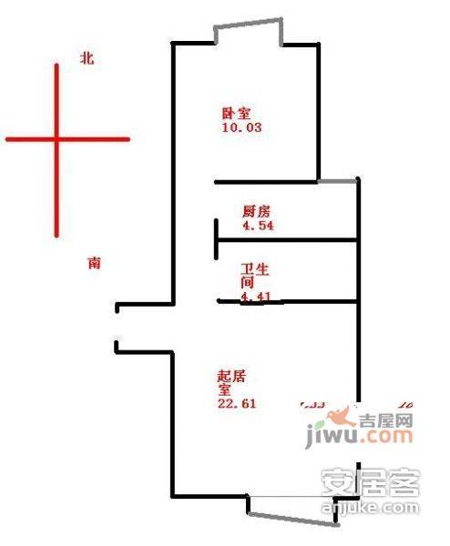 文成杰座1室1厅1卫68㎡户型图