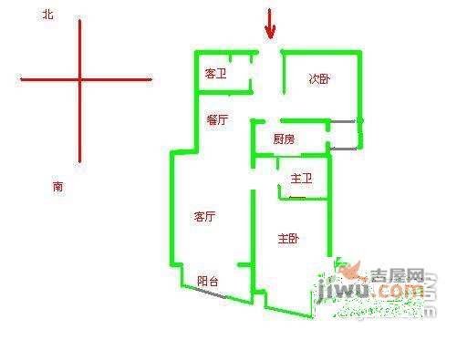 文成杰座2室2厅2卫108㎡户型图