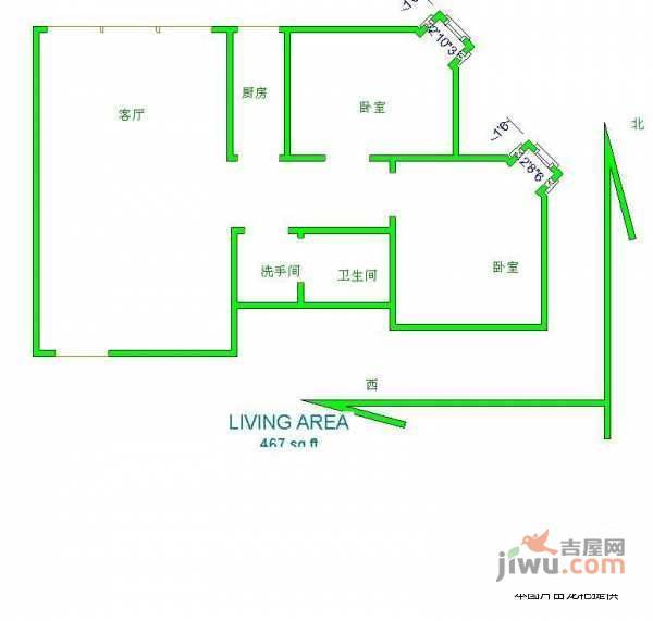 文成杰座2室1厅1卫126㎡户型图