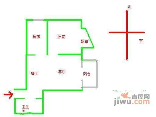 文成杰座1室1厅1卫68㎡户型图