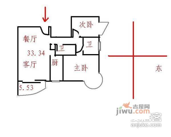 文成杰座2室2厅2卫108㎡户型图