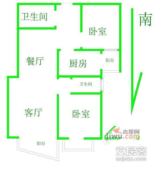 文成杰座2室2厅2卫108㎡户型图