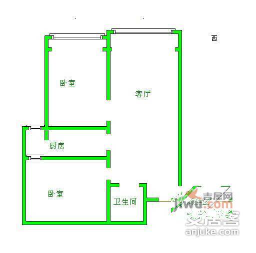 文成杰座2室1厅1卫126㎡户型图