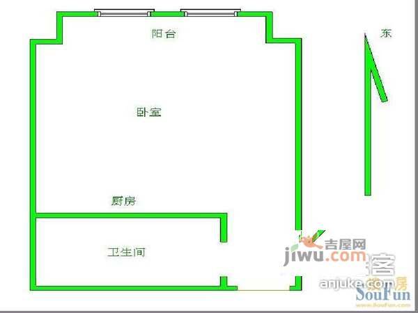 城华园1室1厅1卫73㎡户型图