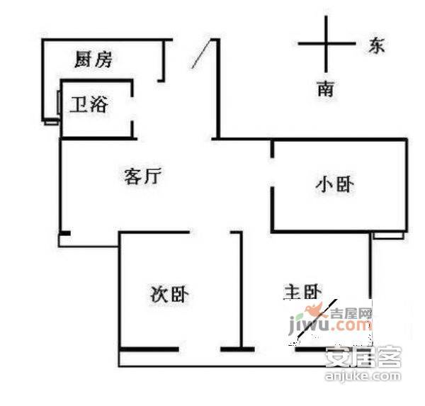 城华园3室1厅1卫128㎡户型图