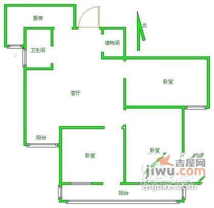 城华园3室1厅1卫128㎡户型图