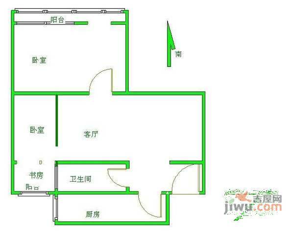 城华园2室1厅1卫103㎡户型图