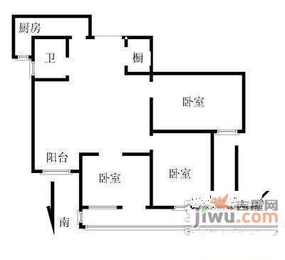 城华园2室1厅1卫103㎡户型图