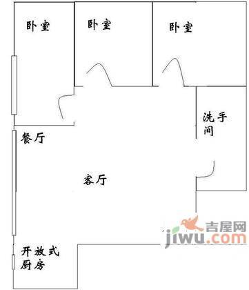 城华园3室1厅1卫128㎡户型图