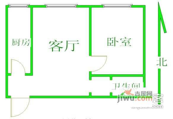 智慧大厦1室1厅1卫46㎡户型图