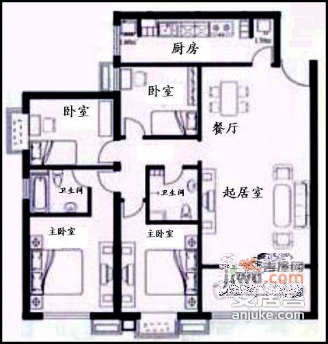 富润家园4室2厅2卫182㎡户型图