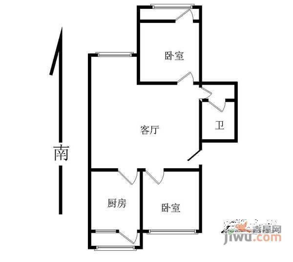 四道口9号院2室1厅1卫101㎡户型图