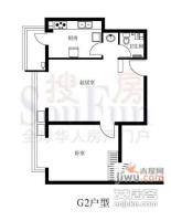 水利社区1号院1室1厅1卫54㎡户型图