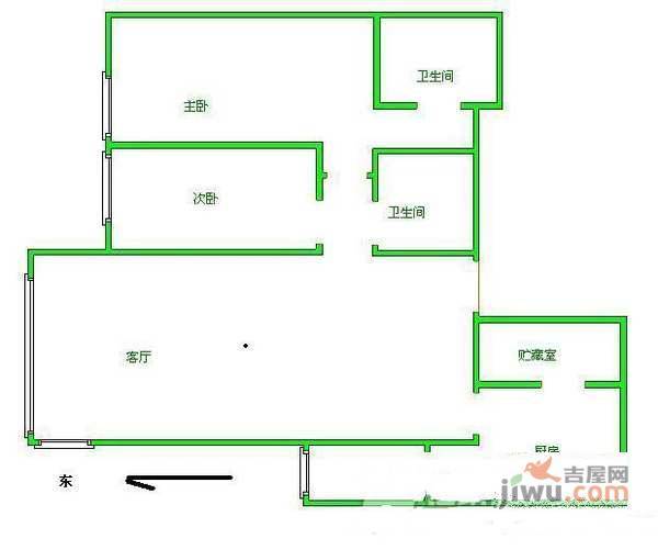 中成大厦2室1厅1卫113㎡户型图