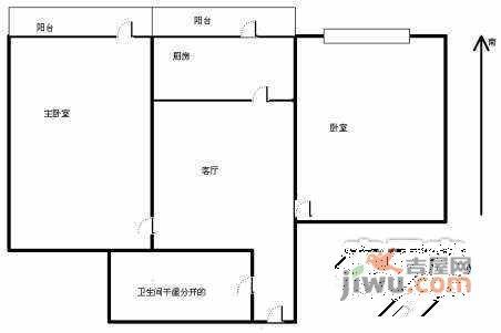 芙蓉里小区2室1厅1卫53㎡户型图